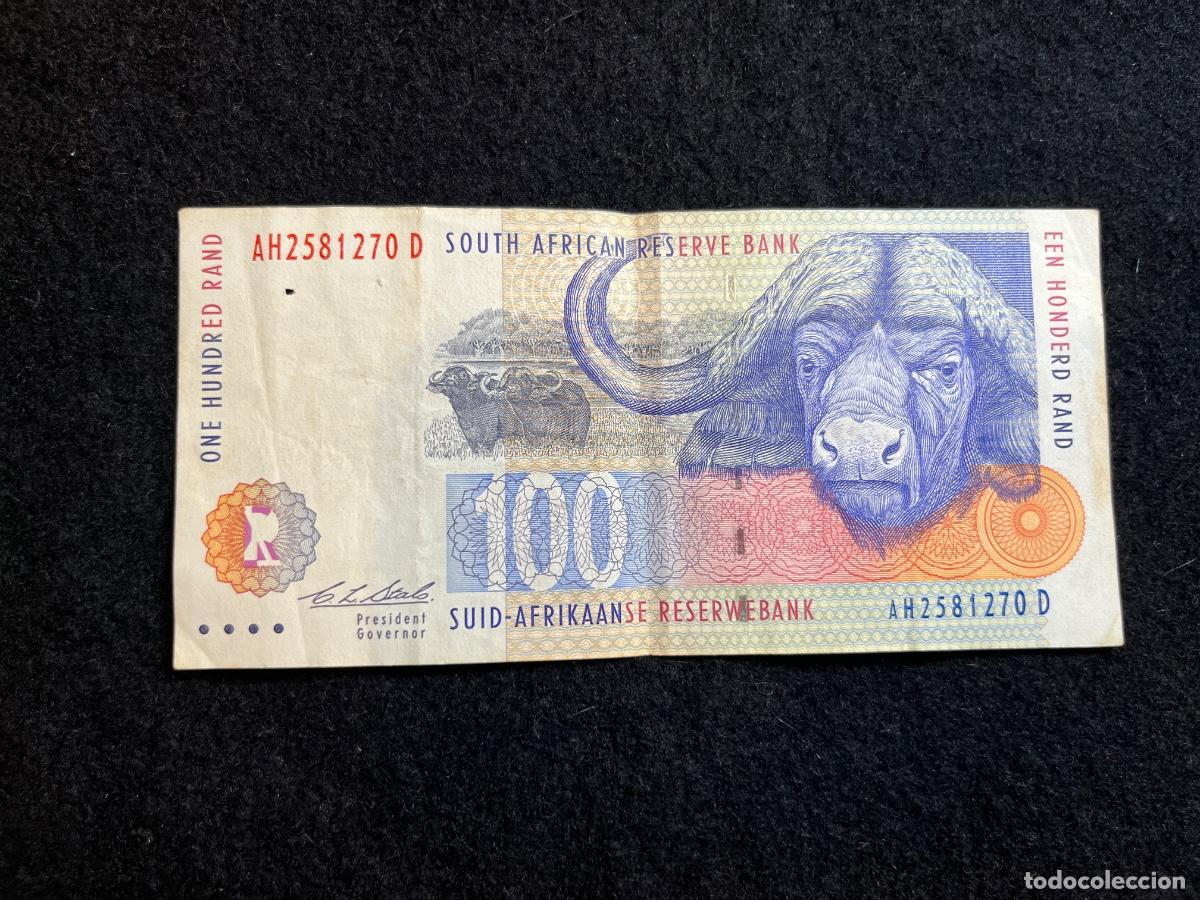 Internationale Banknoten: Billete 100 rand Sud&aacute;frica South African Reserve Bank b&uacute;falo africano serie AH billete extranjero fa