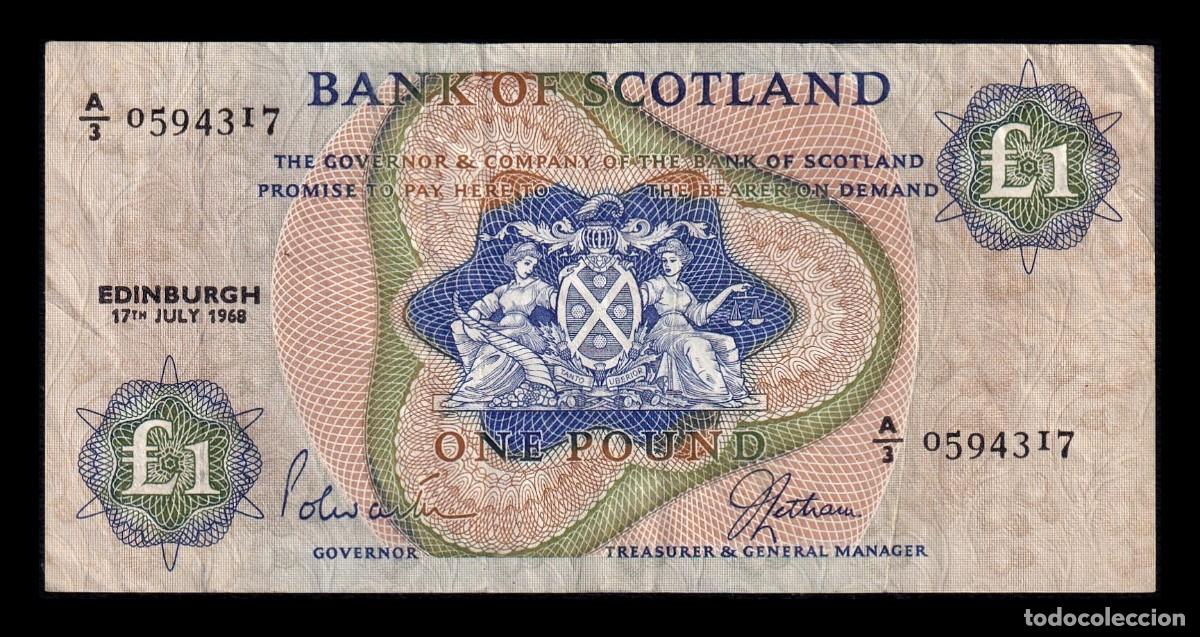 Billetes extranjeros: Escocia 1 Libra Esterlina 1968 Pick 109a Bc/Mbc F/Vf