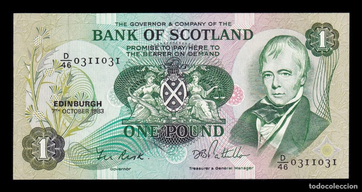 Billetes extranjeros: Escocia 1 Libra Esterlina Walter Scott 1983 Pick 111f Sc Unc