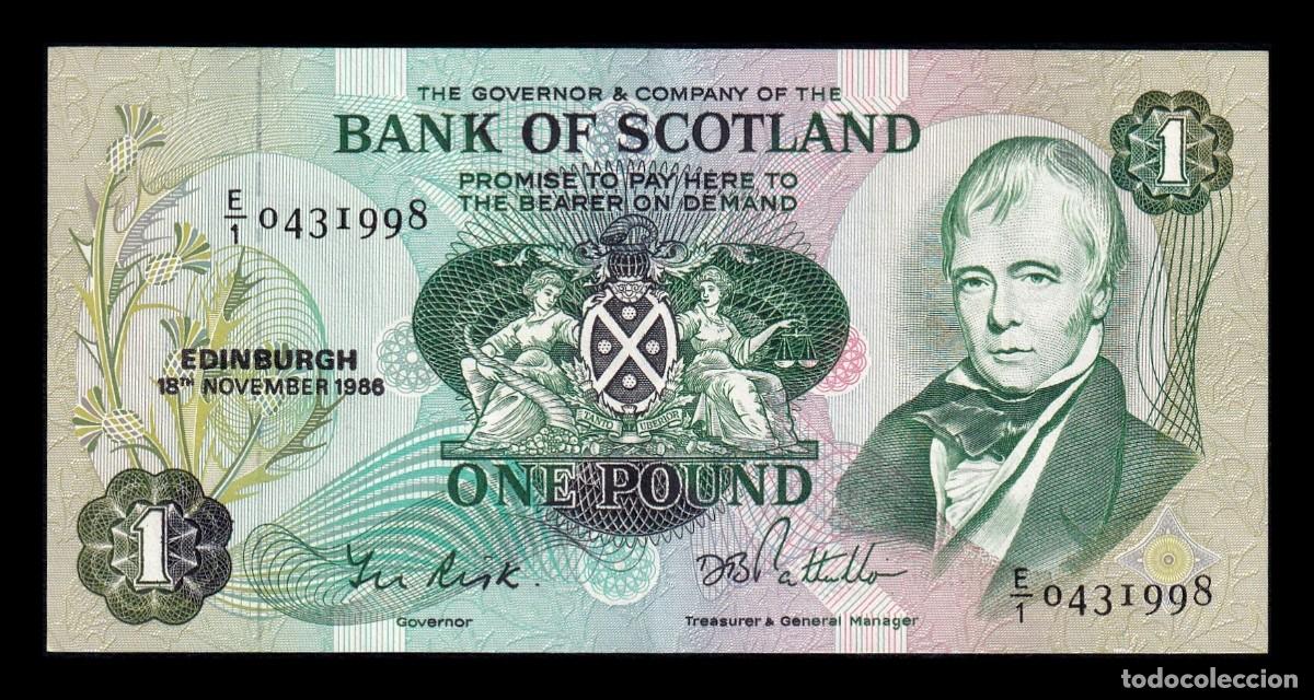 Billetes extranjeros: Escocia 1 Libra Esterlina Walter Scott 1986 Pick 111f Sc Unc
