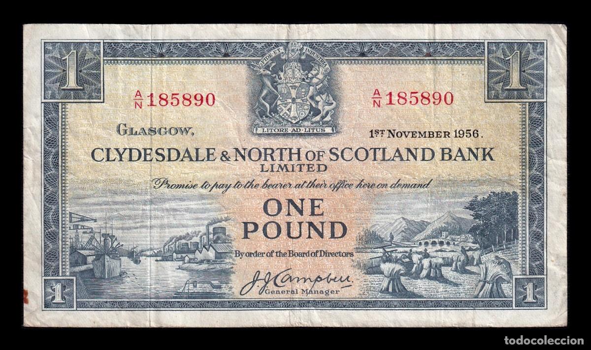 Billetes extranjeros: Escocia 1 Libra 1956 Pick 191a Bc/Mbc F/Vf