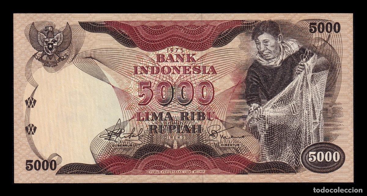 Billetes extranjeros: Indonesia 5000 Rupias 1975 Pick 114 Ebc/+ Xf/+