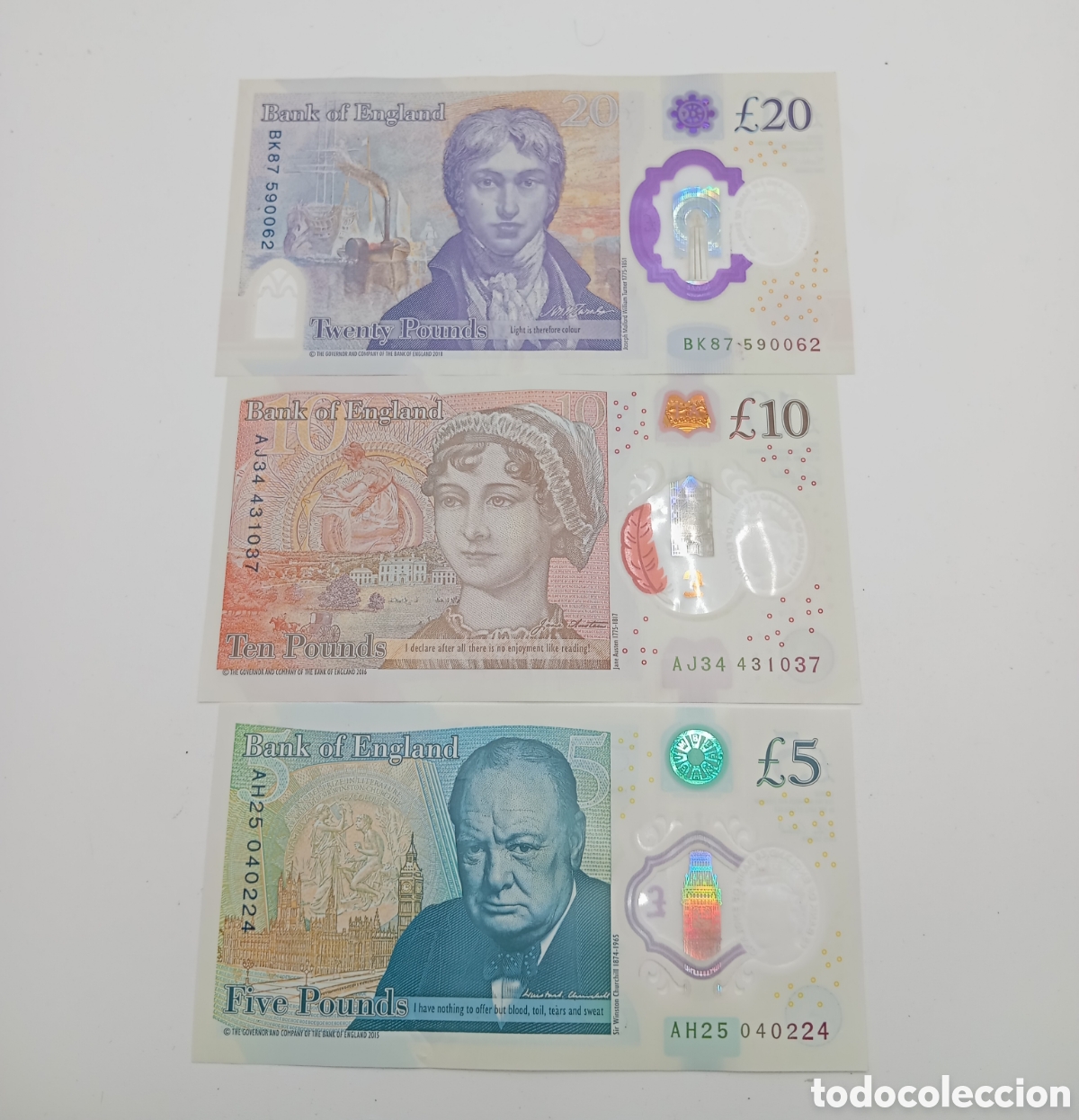 Billetes extranjeros: Lote de 3 billetes del banco de Inglaterra - Foto 2
