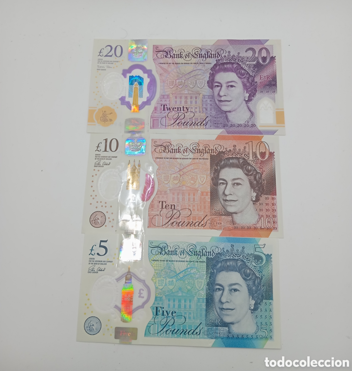 Billetes extranjeros: Lote de 3 billetes del banco de Inglaterra - Foto 1