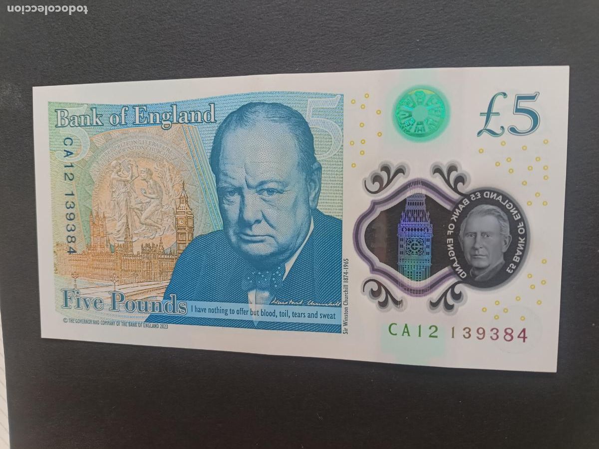 Billetes extranjeros: Reino Unido: 5 pounds 2023 EBC- Pol&iacute;mero