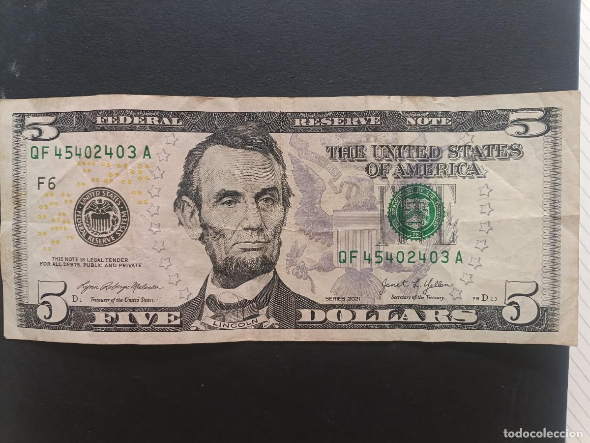 Billetes extranjeros: Estados Unidos, USA. 5 dollars 2021