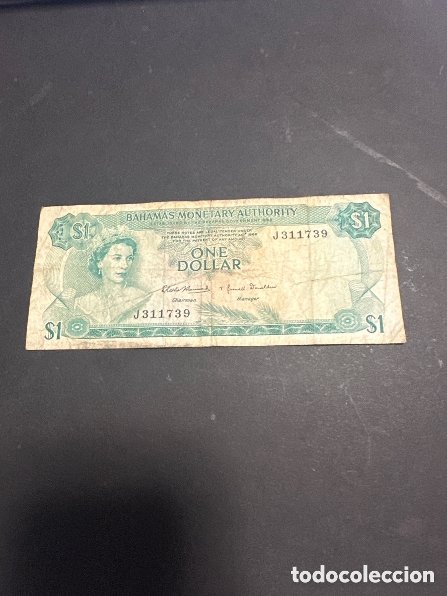 Billetes extranjeros: Billete de Bahamas de 1 dollar a&ntilde;o 1968