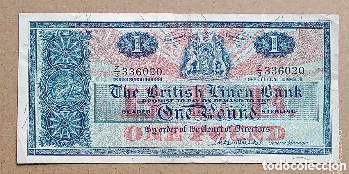 Billetes extranjeros: Escocia ( Scotland) - 1 Libra Pond 1-7-1963 - British Linen Bank.
