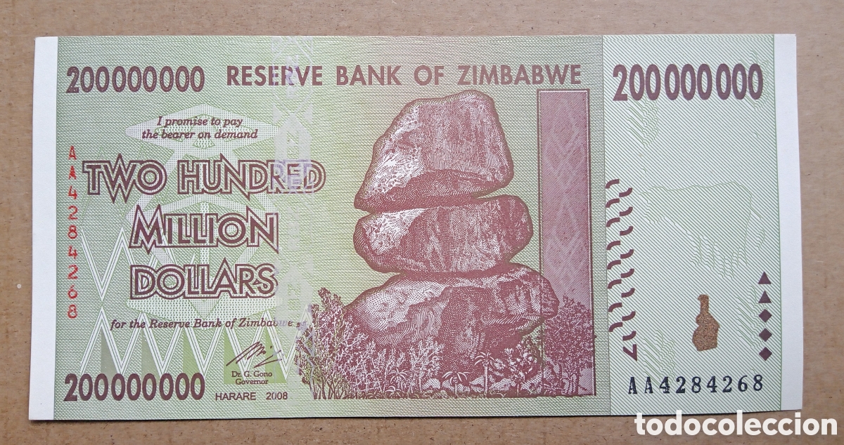 Billetes extranjeros: ZIMBABUE ZIMBABUE - 200000000 Dolares 2008 - AA4284268 - SC-