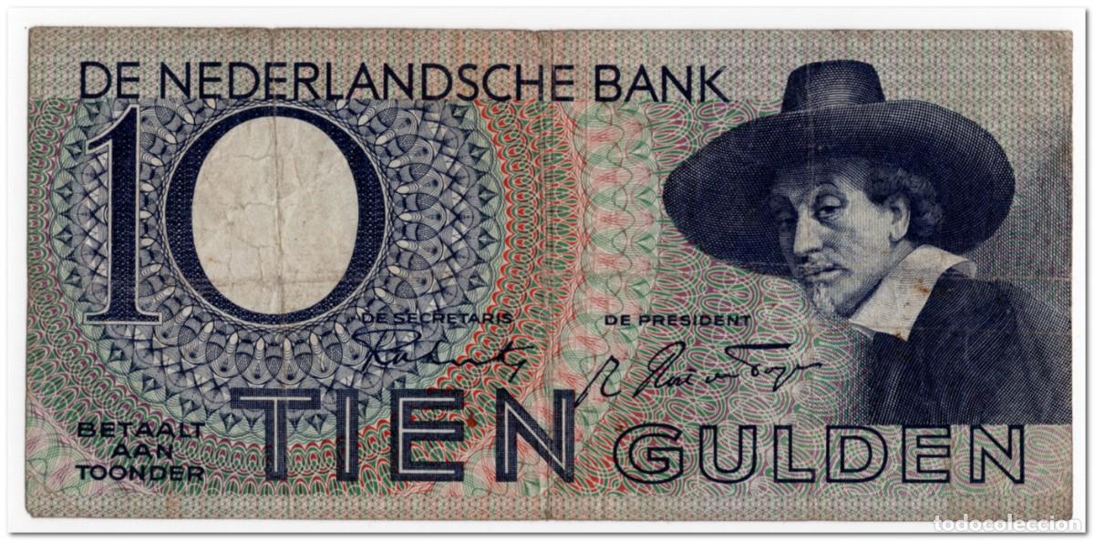 Billetes extranjeros: NETHERLANDS,10 GULDEN,1943,P.59,FINE+