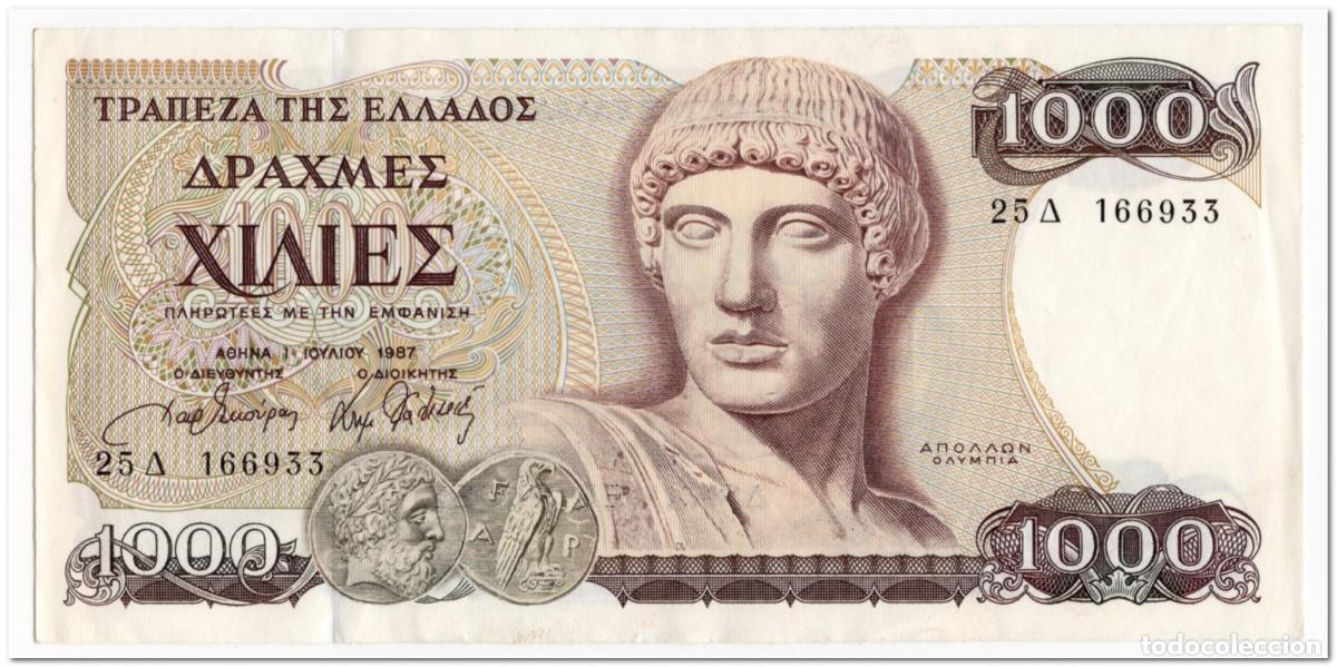Billetes extranjeros: GREECE,1000 DRACHMAI,1987,P.202,XF