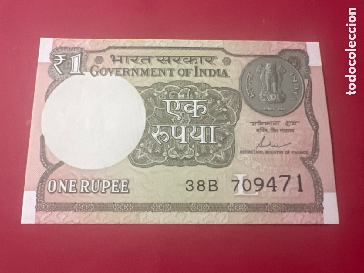 Notas Internacionais: V101. Billete. India. 1 one rupee rupia.2017