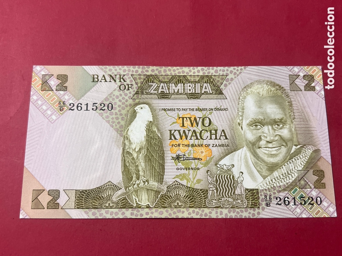 International Banknotes: V101. Billete de Zambia 2 kwacha