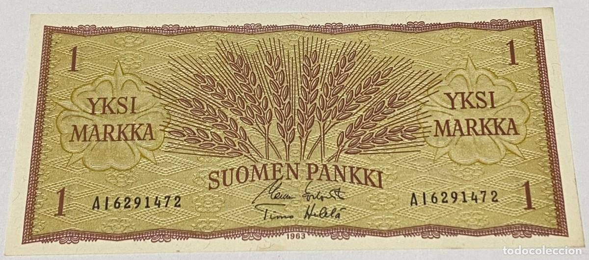 Billetes extranjeros: Billete 1963. 1 Markka. Finlandia. P-98a.36. SC. Sin Circular. Firmas: Koivisto = Helela. Prefijo 2
