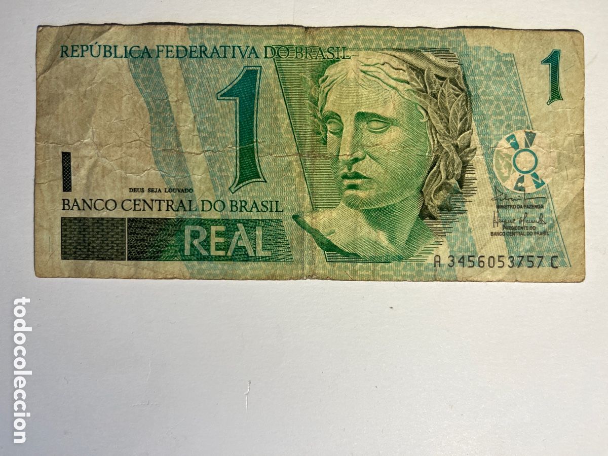 Billetes extranjeros: BILLETE. Banco central do brasil. 1 um real. Serie A. usado.