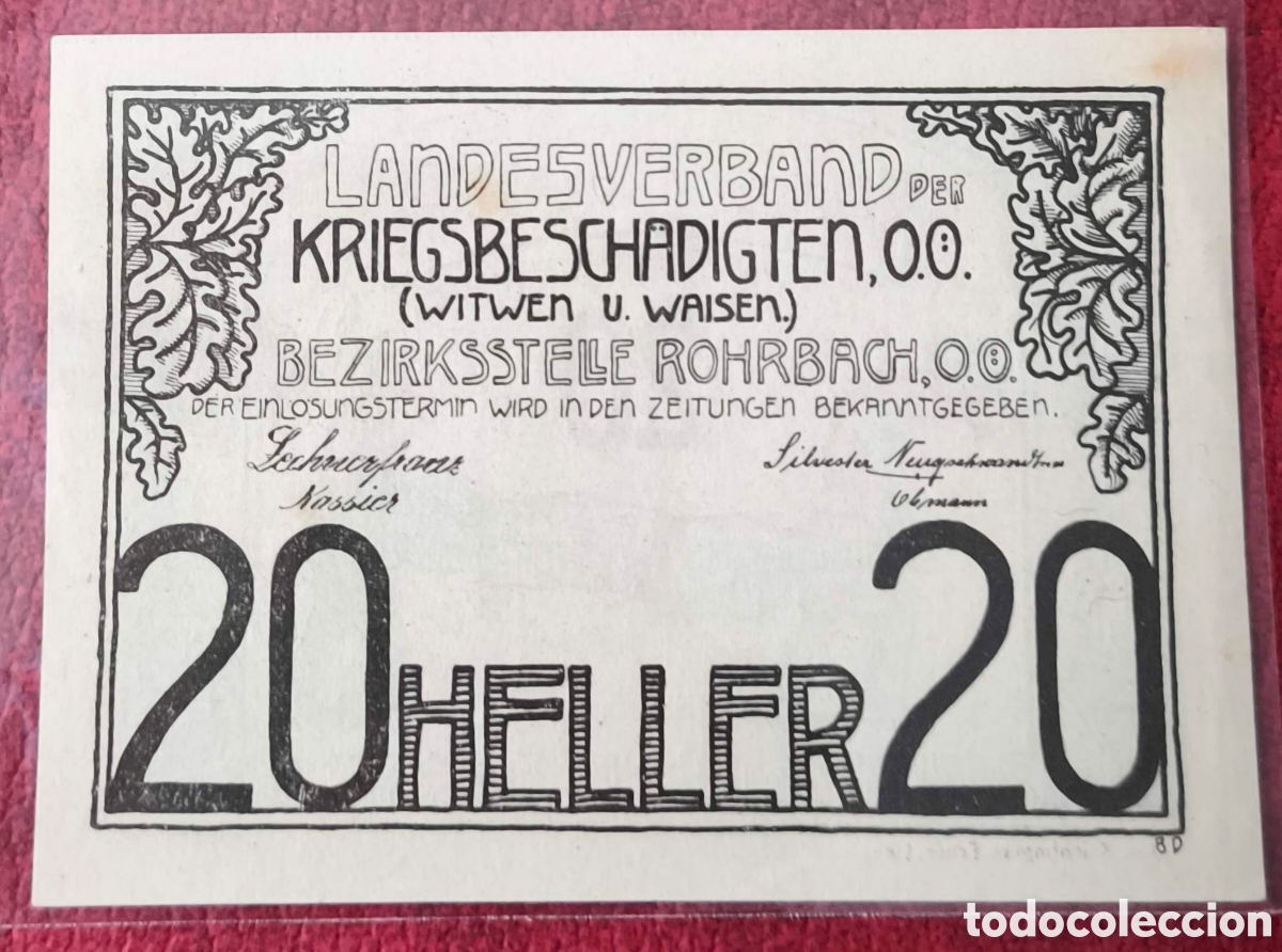 Billetes extranjeros: Austria. 1920-22. Notgeld. 20 heller - Foto 2