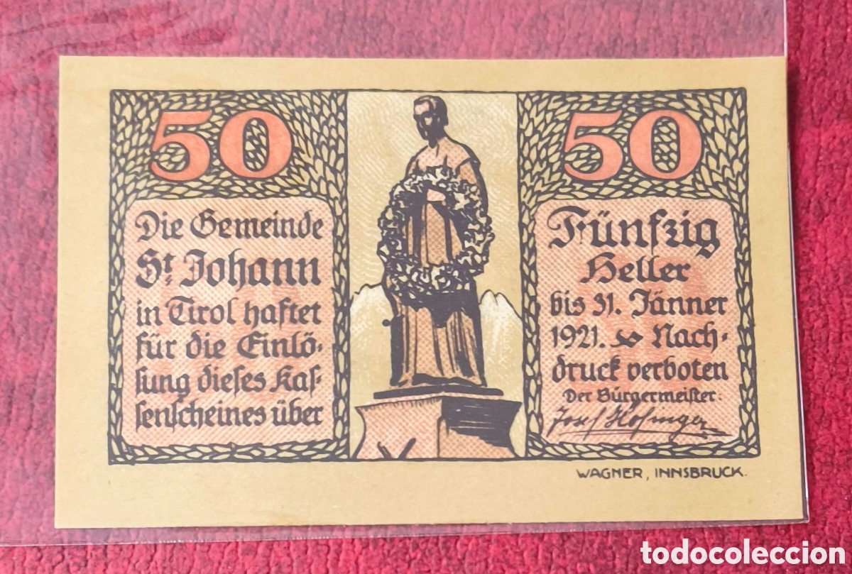Billetes extranjeros: Austria. 1920-22. Notgeld. 50 heller - Foto 2