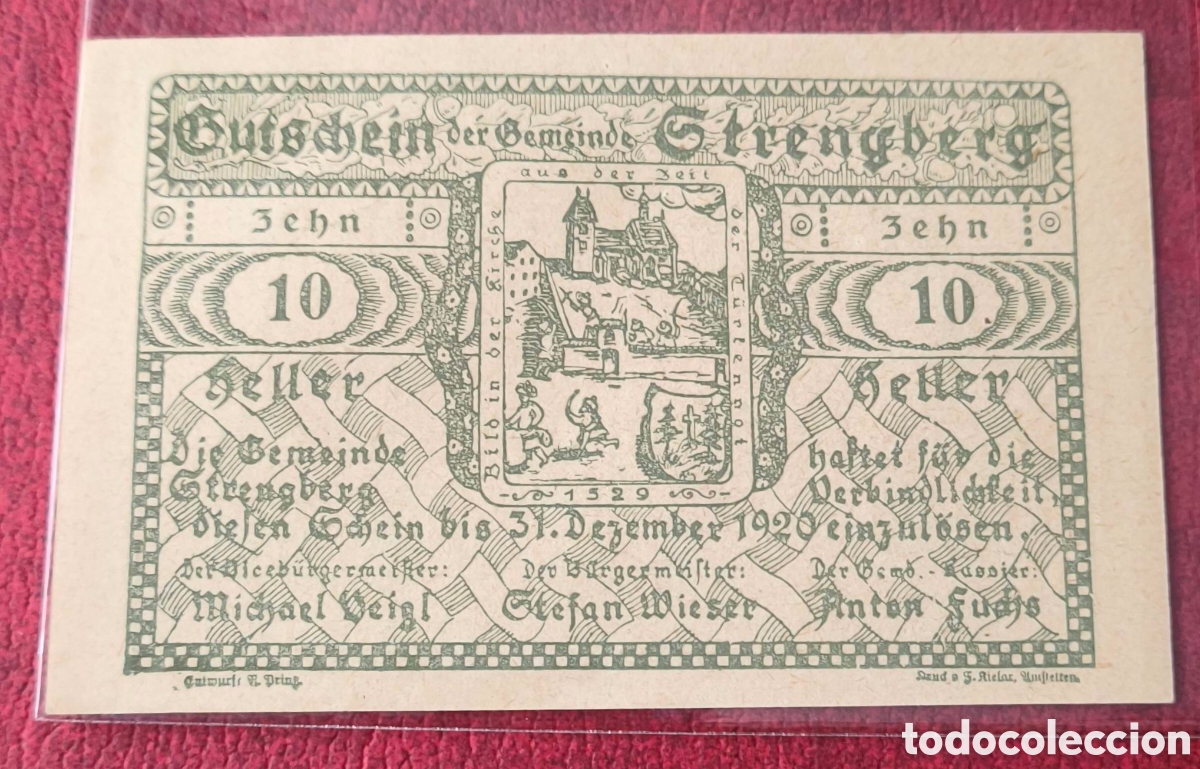 Billetes extranjeros: Austria. 1920. Notgeld. 10 heller