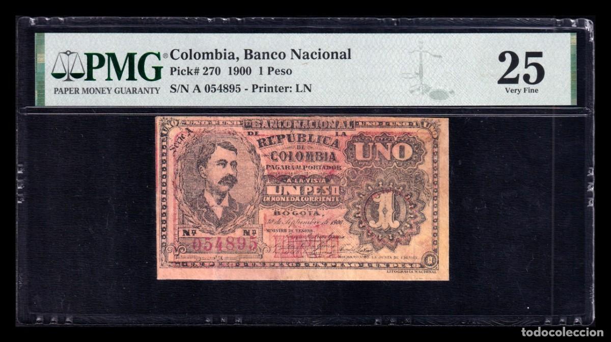Billetes extranjeros: Colombia 1 Peso Jorge Isaacs 1900 Pick 270 PMG 25 Mbc Vf