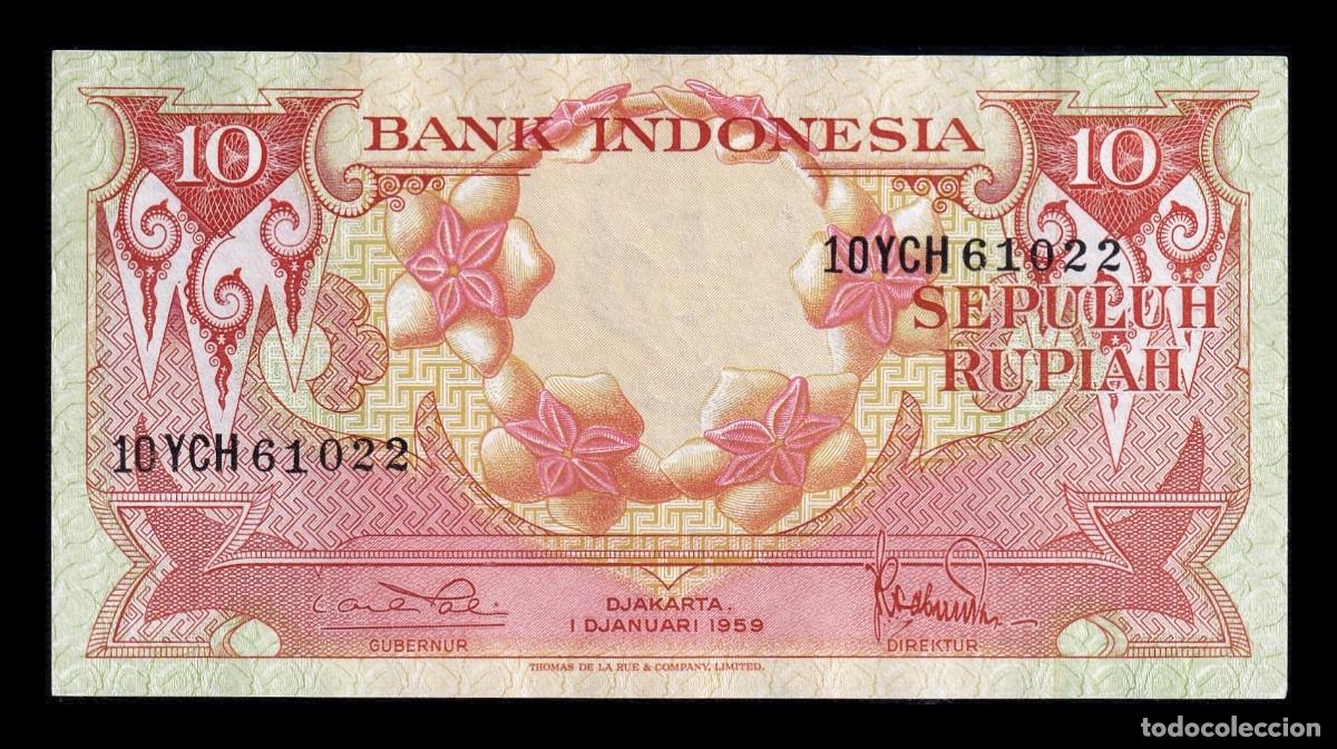 Billetes extranjeros: Indonesia 10 Rupias 1959 Pick 66 Sc- aUnc