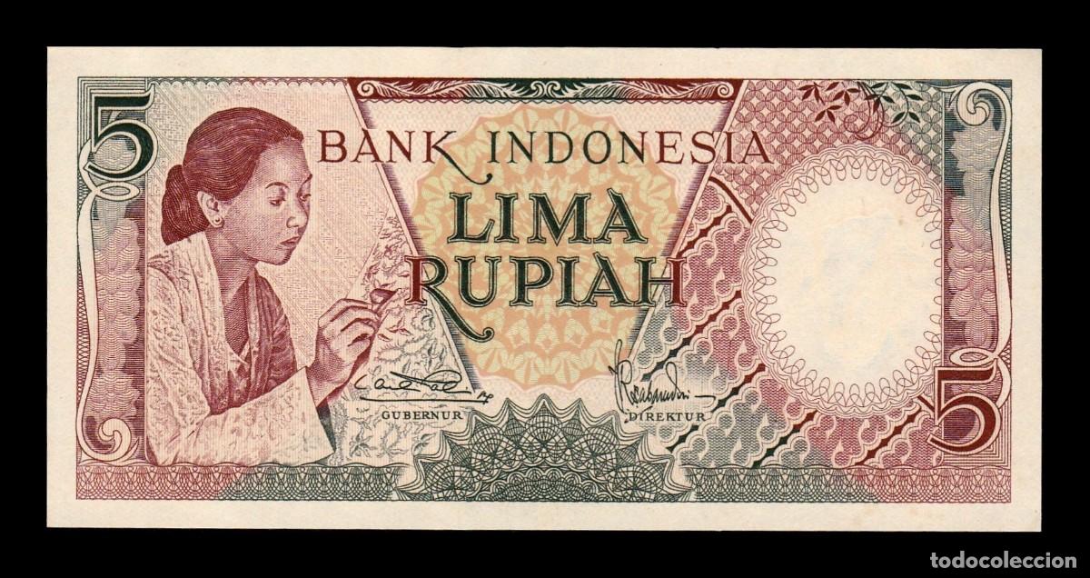 Billetes extranjeros: Indonesia 5 Rupiah 1958 Pick 55 Sc Unc