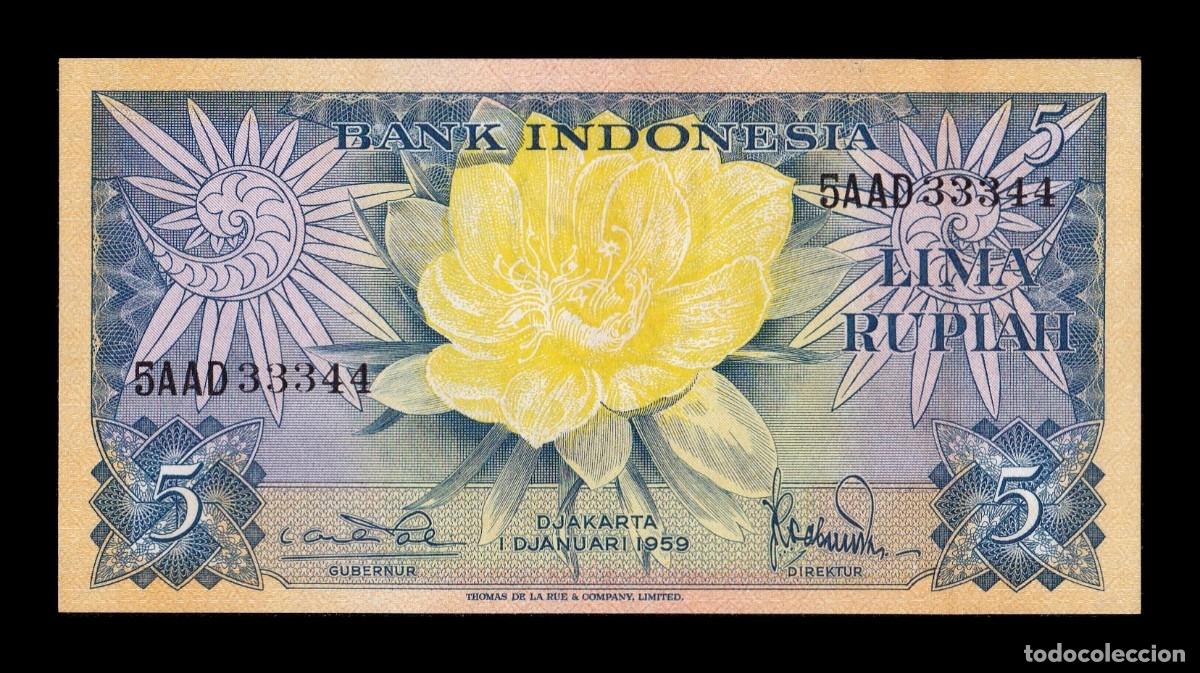 Billetes extranjeros: Indonesia 5 Rupias 1959 Pick 65 Sc Unc