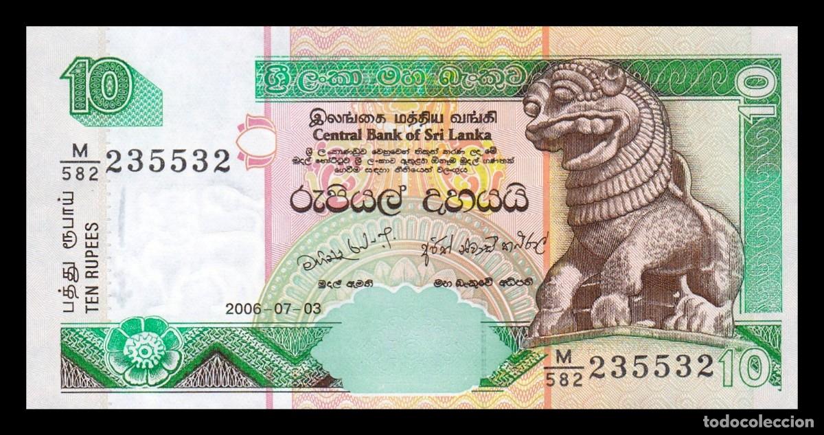 Billetes extranjeros: Sri Lanka 10 Rupias 2006 Pick 108f Capicua Sc Unc