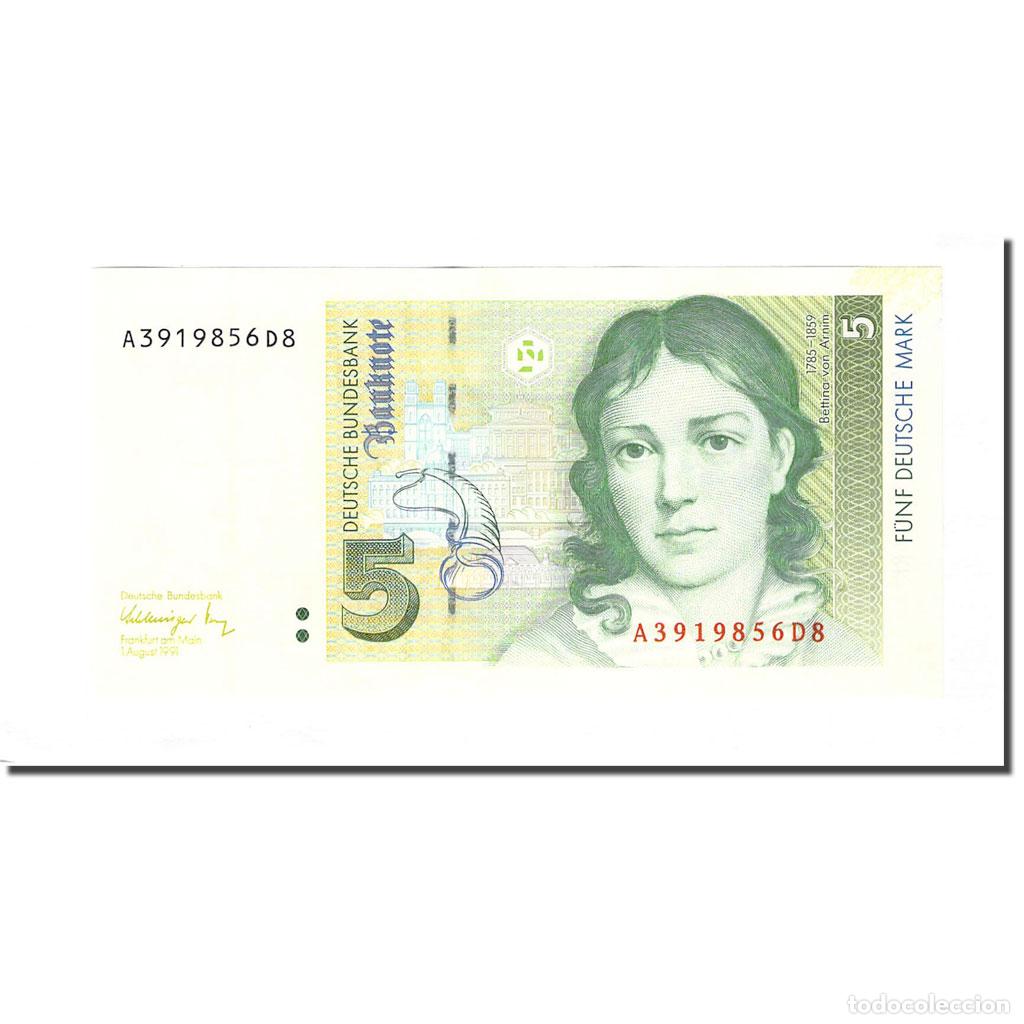 Billetes extranjeros: [#640314] Billete, 5 Deutsche Mark, ALEMANIA - REP&Uacute;BLICA FEDERAL, 1991, KM:37, UNC