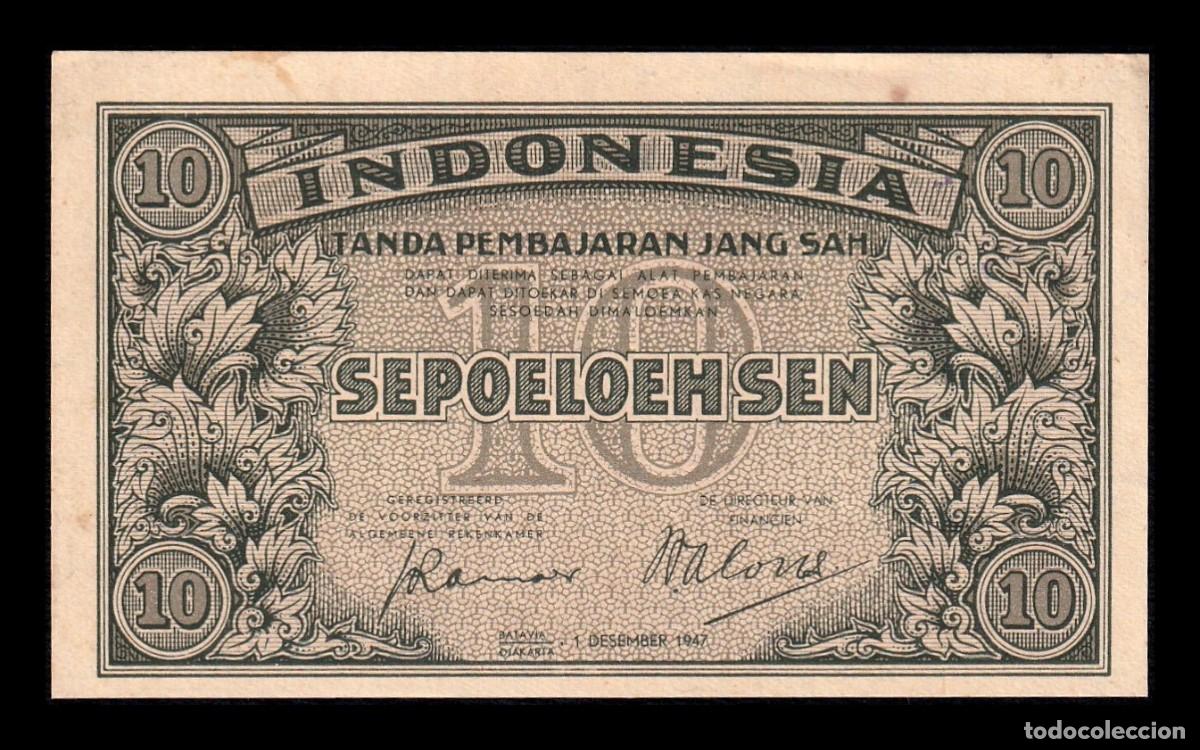 Billetes extranjeros: Indonesia 10 Sen 1947 Pick 31 Ebc+ Xf+