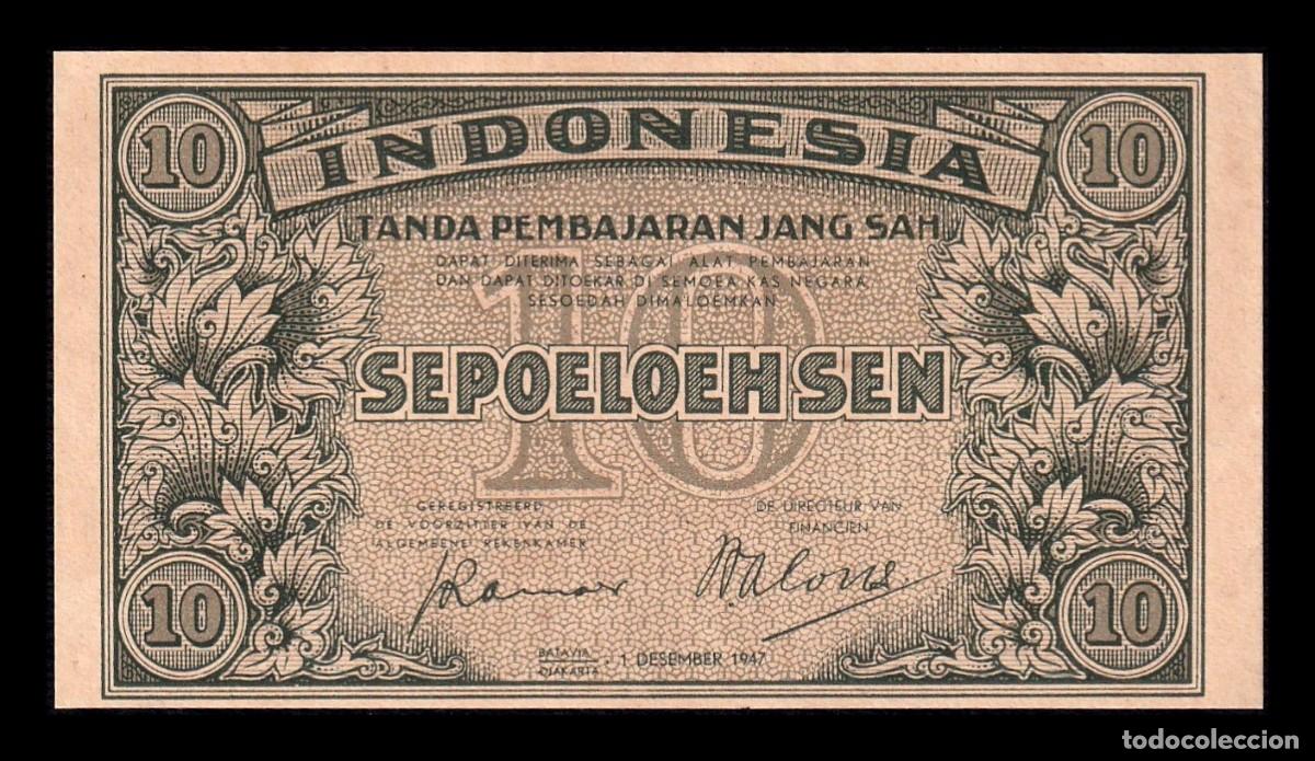 Billetes extranjeros: Indonesia 10 Sen 1947 Pick 31 Ebc+ Xf+