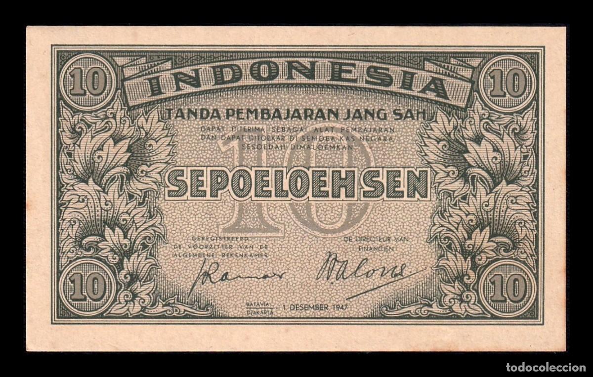 Billetes extranjeros: Indonesia 10 Sen 1947 Pick 31 Ebc+ Xf+