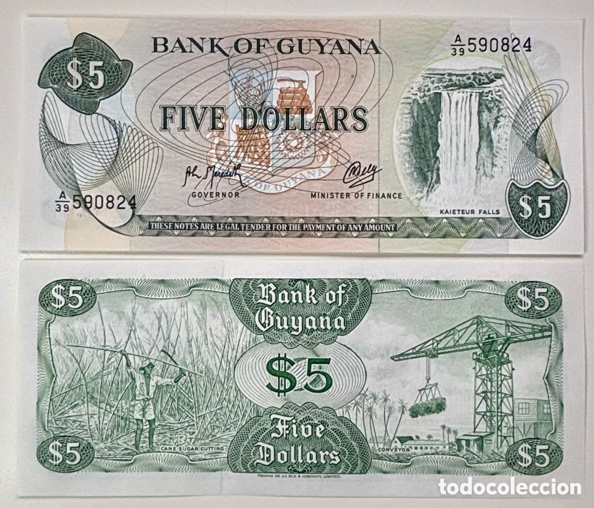 Billetes extranjeros: Billete GUYANA 5 D&oacute;lares (1996) SC. Dollars