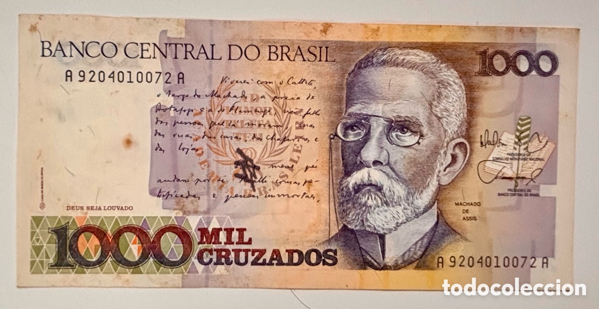 Billetes extranjeros: Billete BRASIL 1000 Cruzados (1989)
