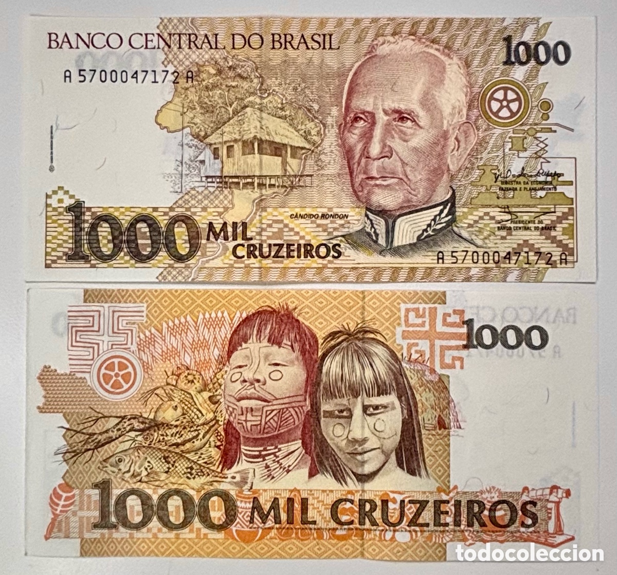 Billetes extranjeros: Billete BRASIL 1000 Cruzeiros (1990) SC