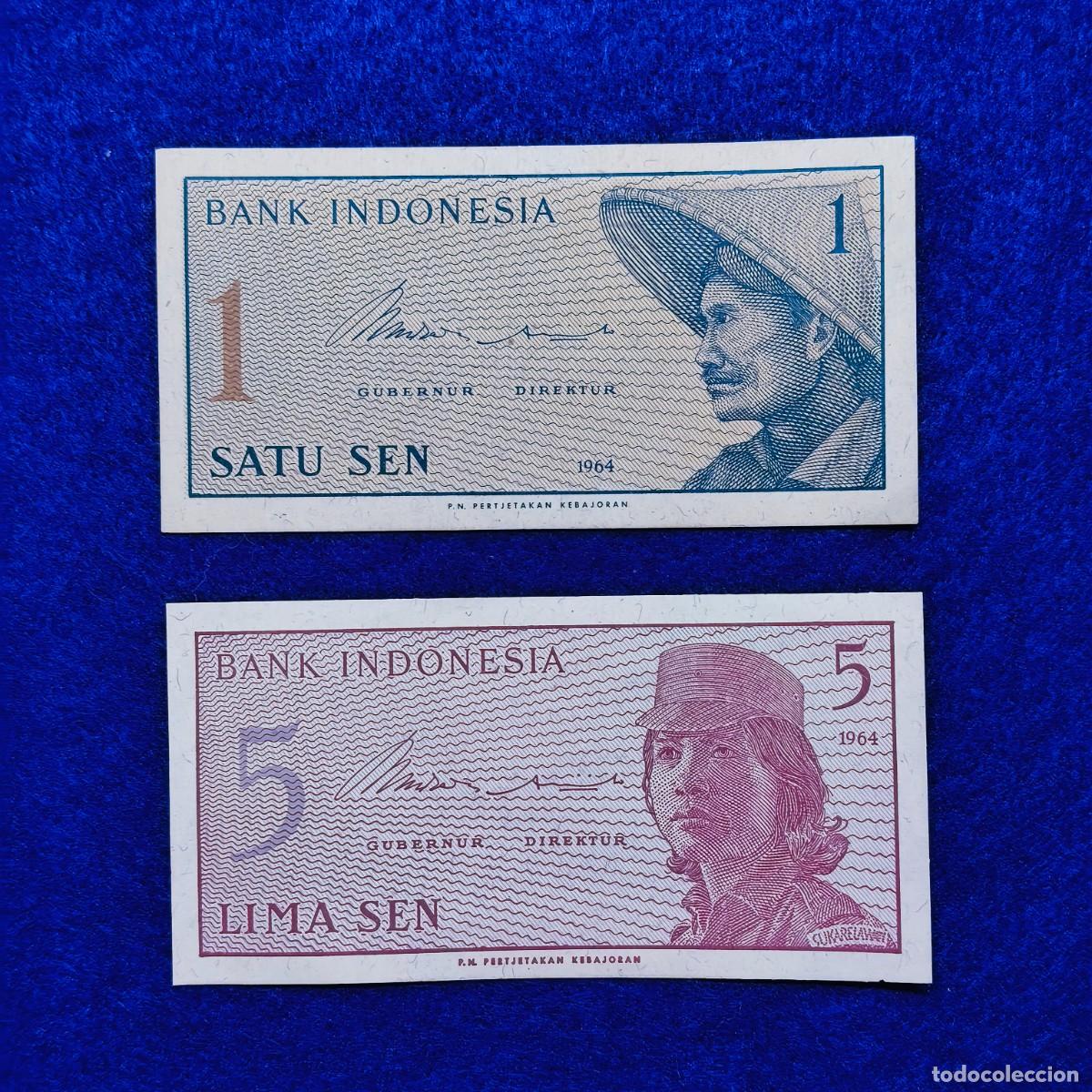 Billets internationaux: 1 y 5 SEN DEL BANCO DE INDONESIA. ESTADO DE MARCHA