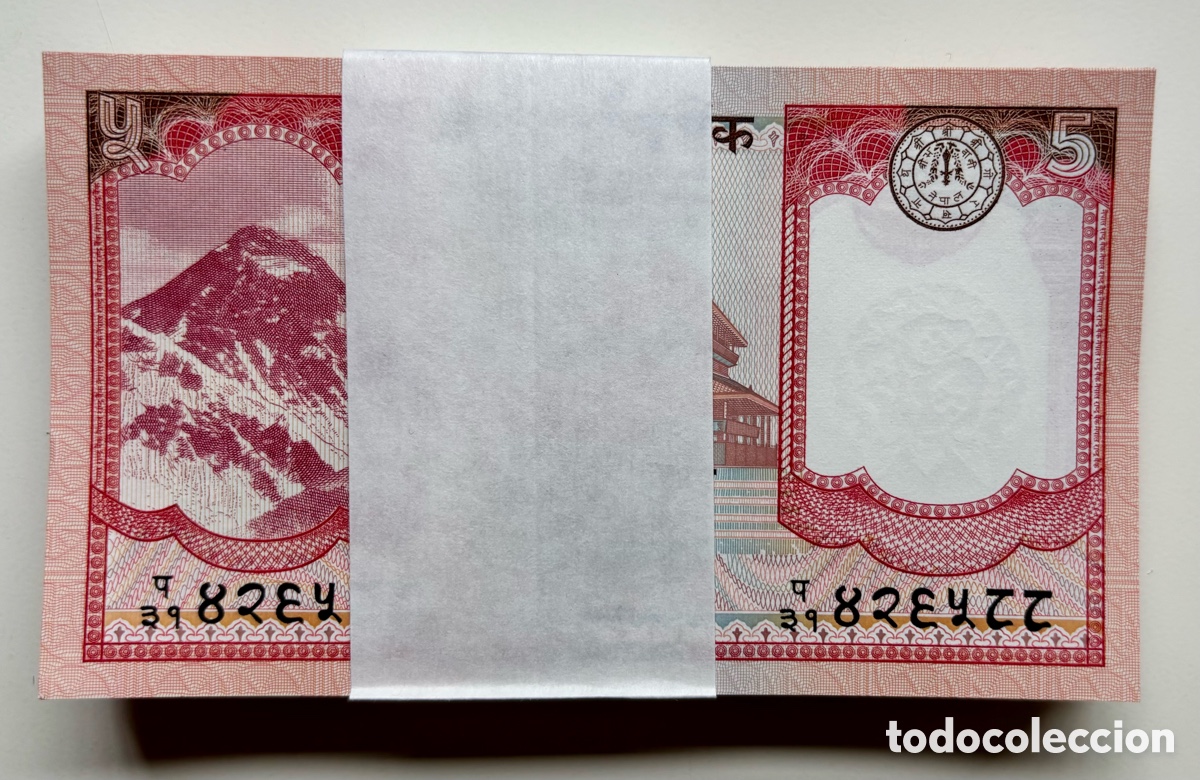 Billetes extranjeros: Taco x 100 Billetes NEPAL 5 Rupias 2024 SC. Rupees
