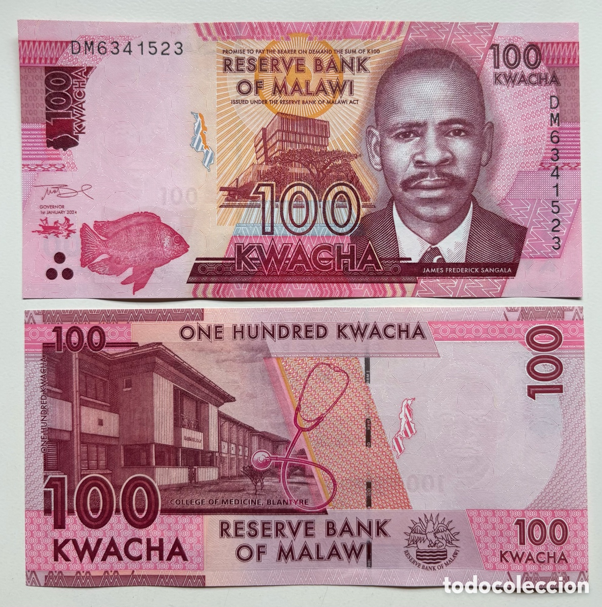Billetes extranjeros: Billete MALAWI 100 Kwacha 2024 SC