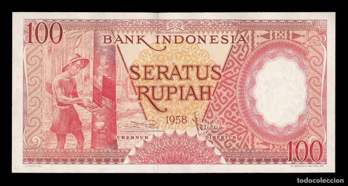 Billetes extranjeros: Indonesia 100 Rupias 1958 Pick 59 Ebc+ Xf+