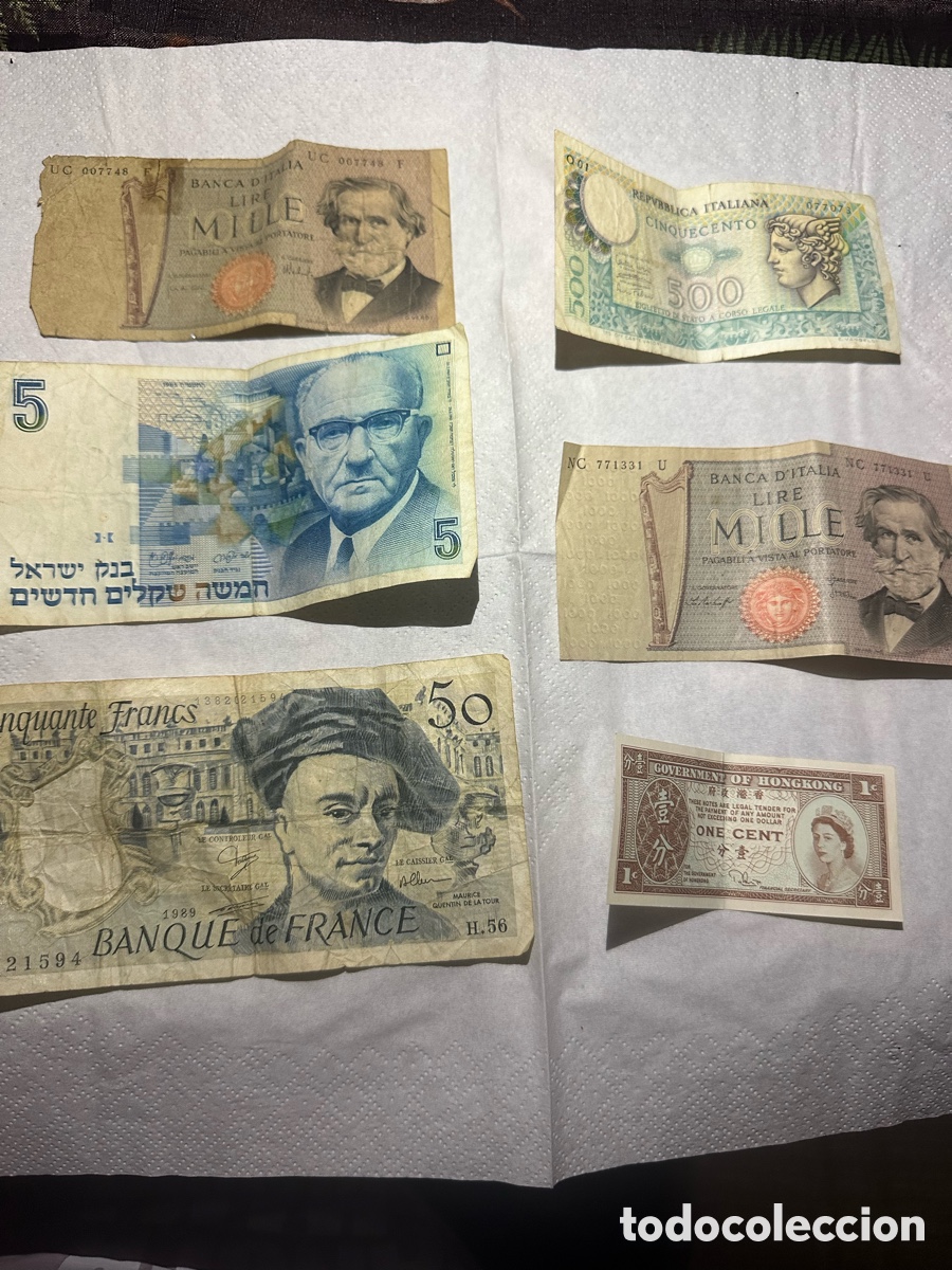 Billetes extranjeros: Lote de 6 Billetes Antiguos Internacionales - Foto 1
