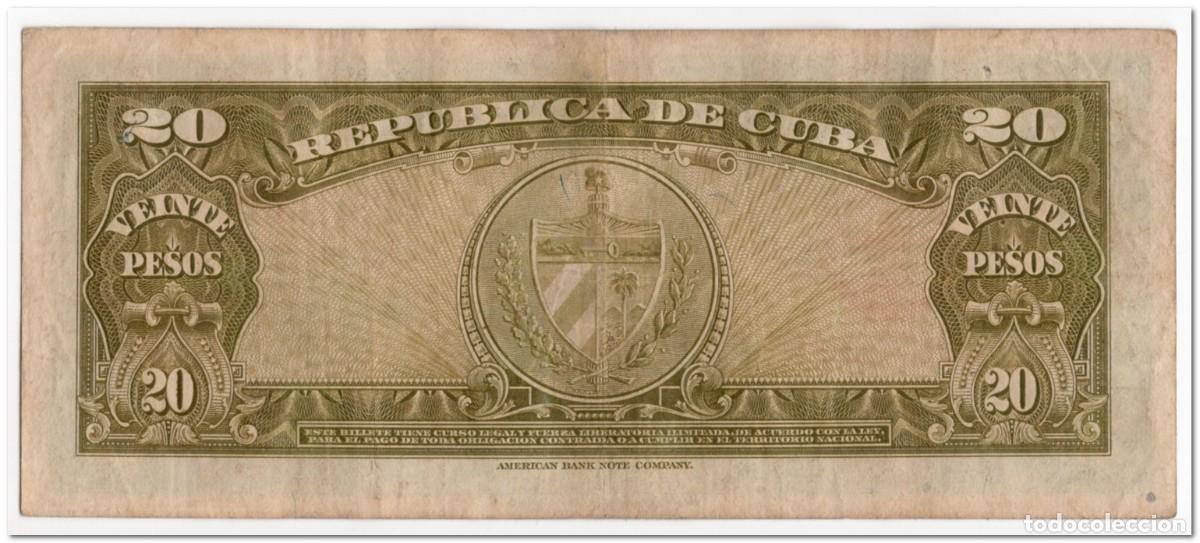 Billetes extranjeros: CUBA,20 PESOS,1949,P.80a,VF - Foto 2