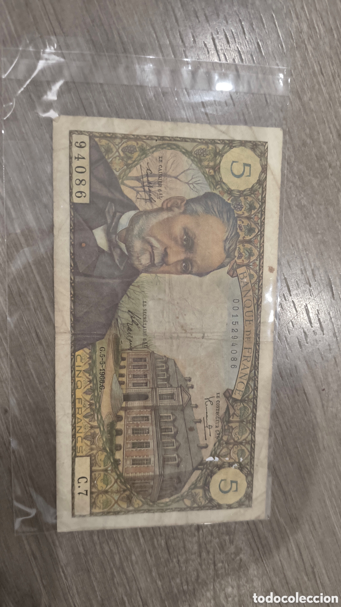 Billetes extranjeros: 5 FRANCS FRANCE G.5-5-1966.G.
