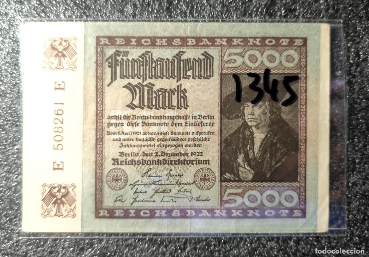 Notas Internacionais: Alemania 5000 marcos Berl&iacute;n 1922 Lote 1345