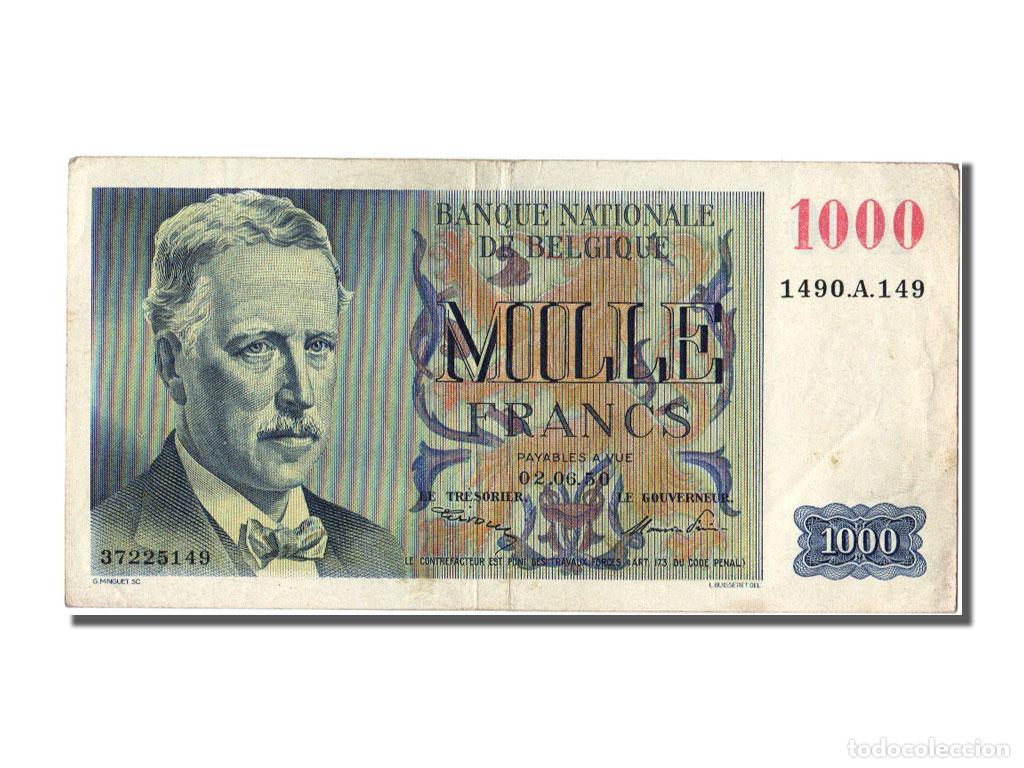 Billetes extranjeros: [#101972] Billete, 1000 Francs, 1950, B&eacute;lgica, 1950-06-02, MBC