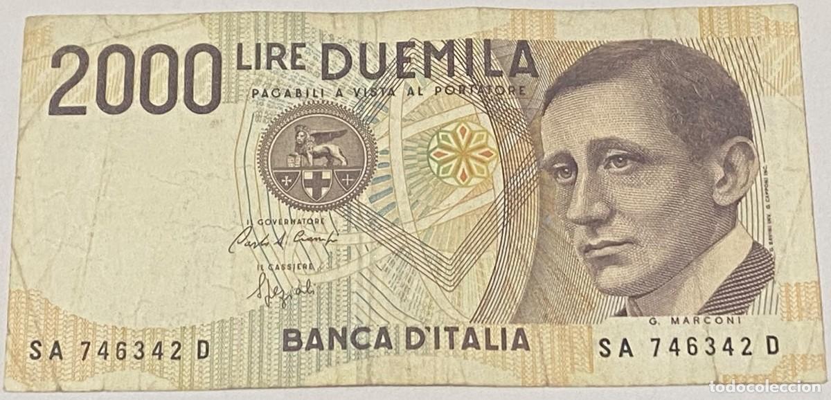 Billetes extranjeros: Billete 1990. 2000 Liras. Italia. P-115a.1. MBC. Marconi. A Segunda Letra de Serie
