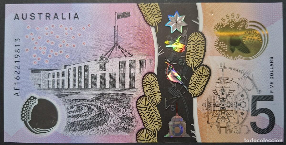 Billetes extranjeros: AUSTRALIA 5$ 2016 P 62a UNC - Foto 2