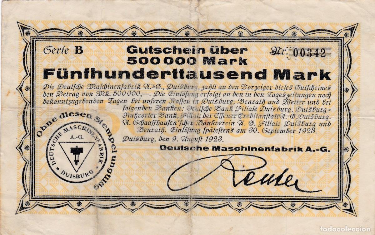 Billetes extranjeros: ALEMANIA - 500000 MARCOS DE 1923