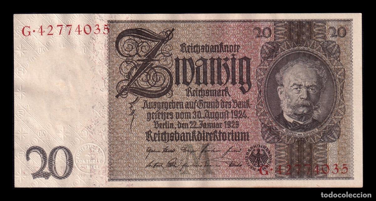 Billetes extranjeros: Alemania 20 Reichsmark 1929 Pick 181a(2) Sc- aUnc