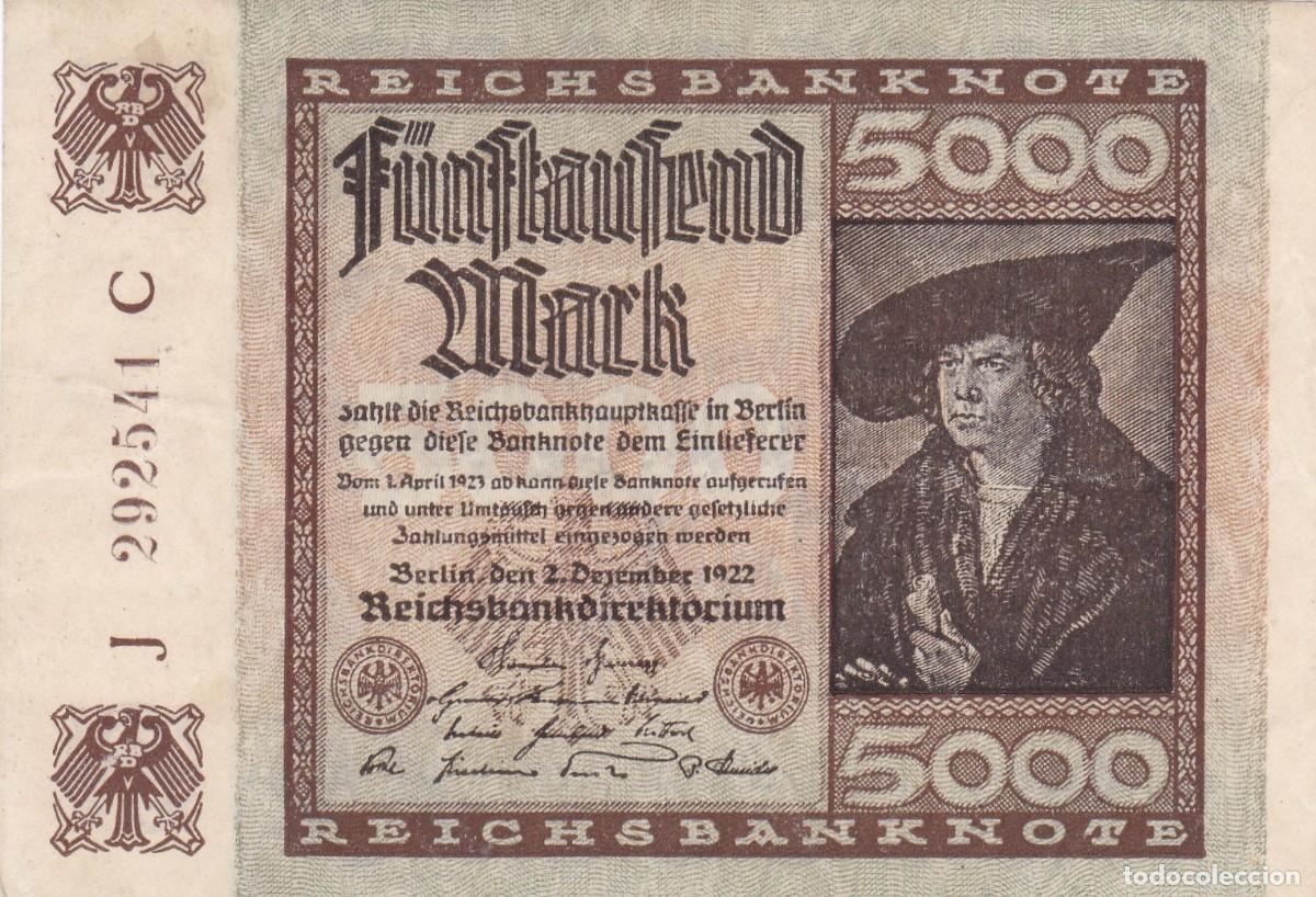 Billetes extranjeros: ALEMANIA - 5000 MARCOS DE 1922