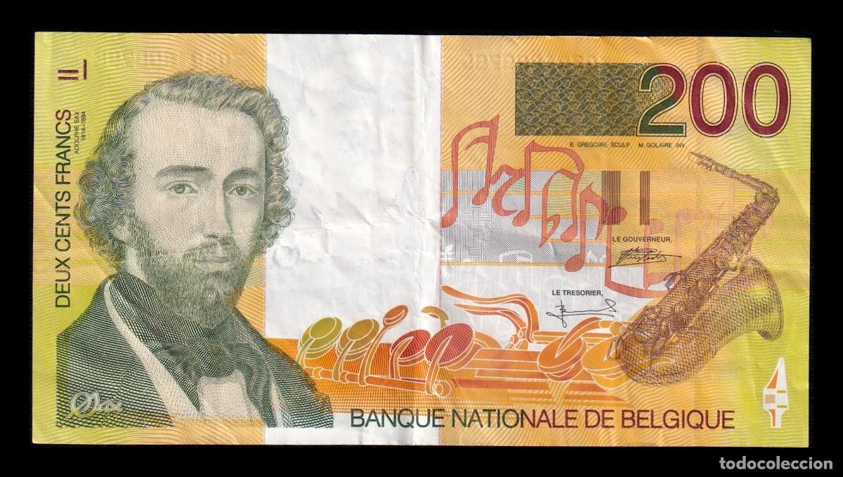 Billetes extranjeros: B&eacute;lgica 200 Francos Adolphe Sax 1995 Pick 148 Mbc Vf