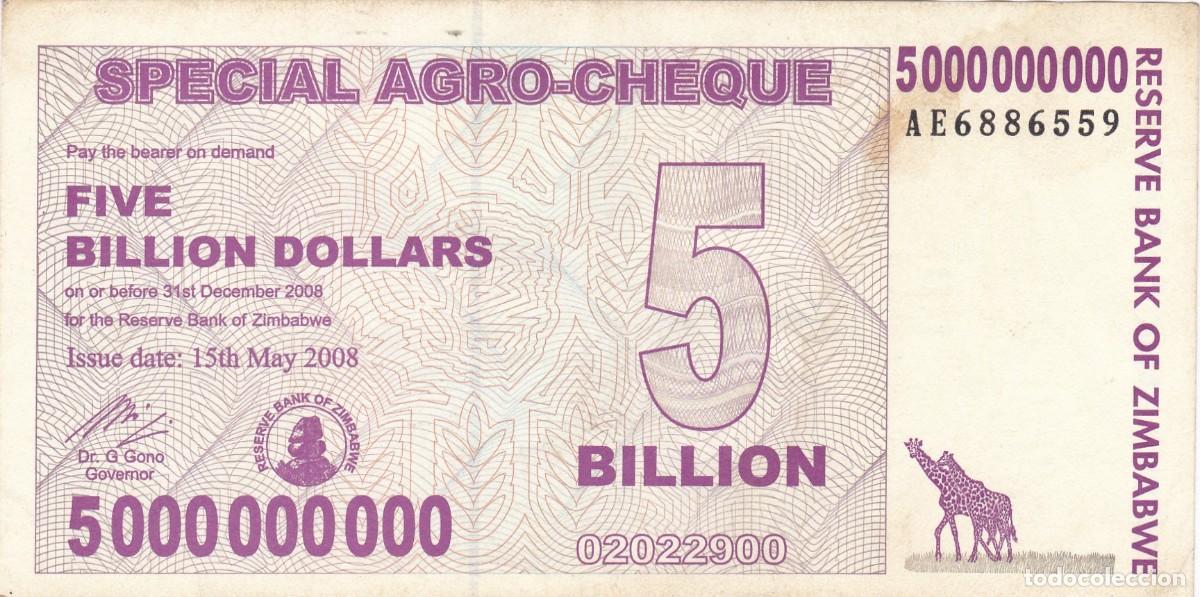 Billetes extranjeros: ZIMBABWE - 5000000000 DOLARES DE 2008